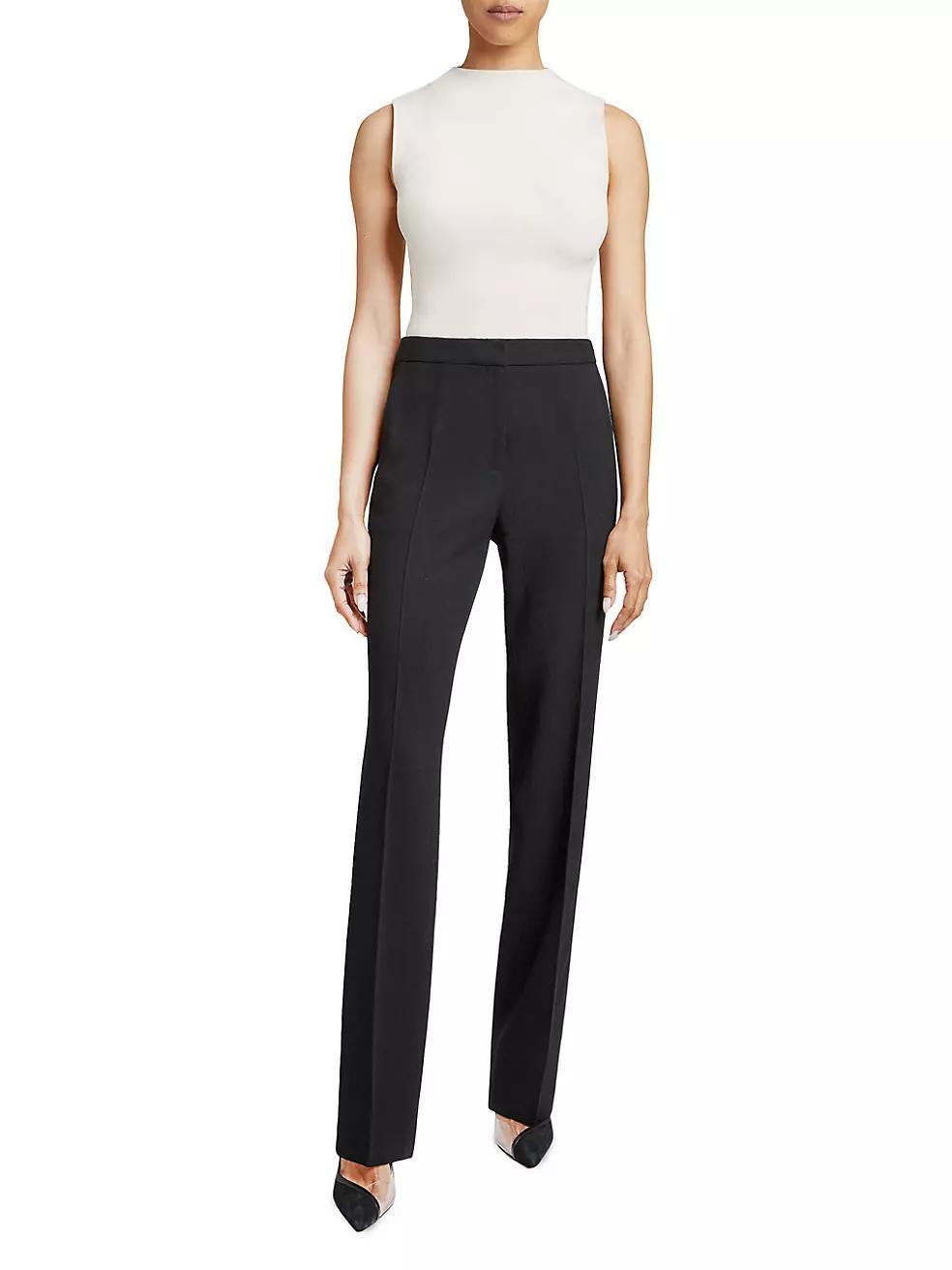 Wool High-Rise Straight-Leg Pants Product Image