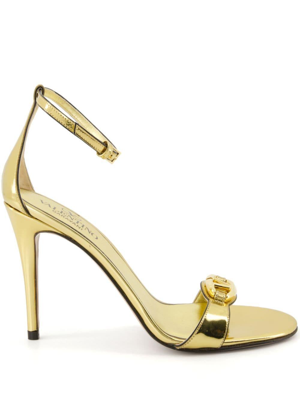 VALENTINO GARAVANI 100mm Vlogo Signature Sandals In Gold Product Image