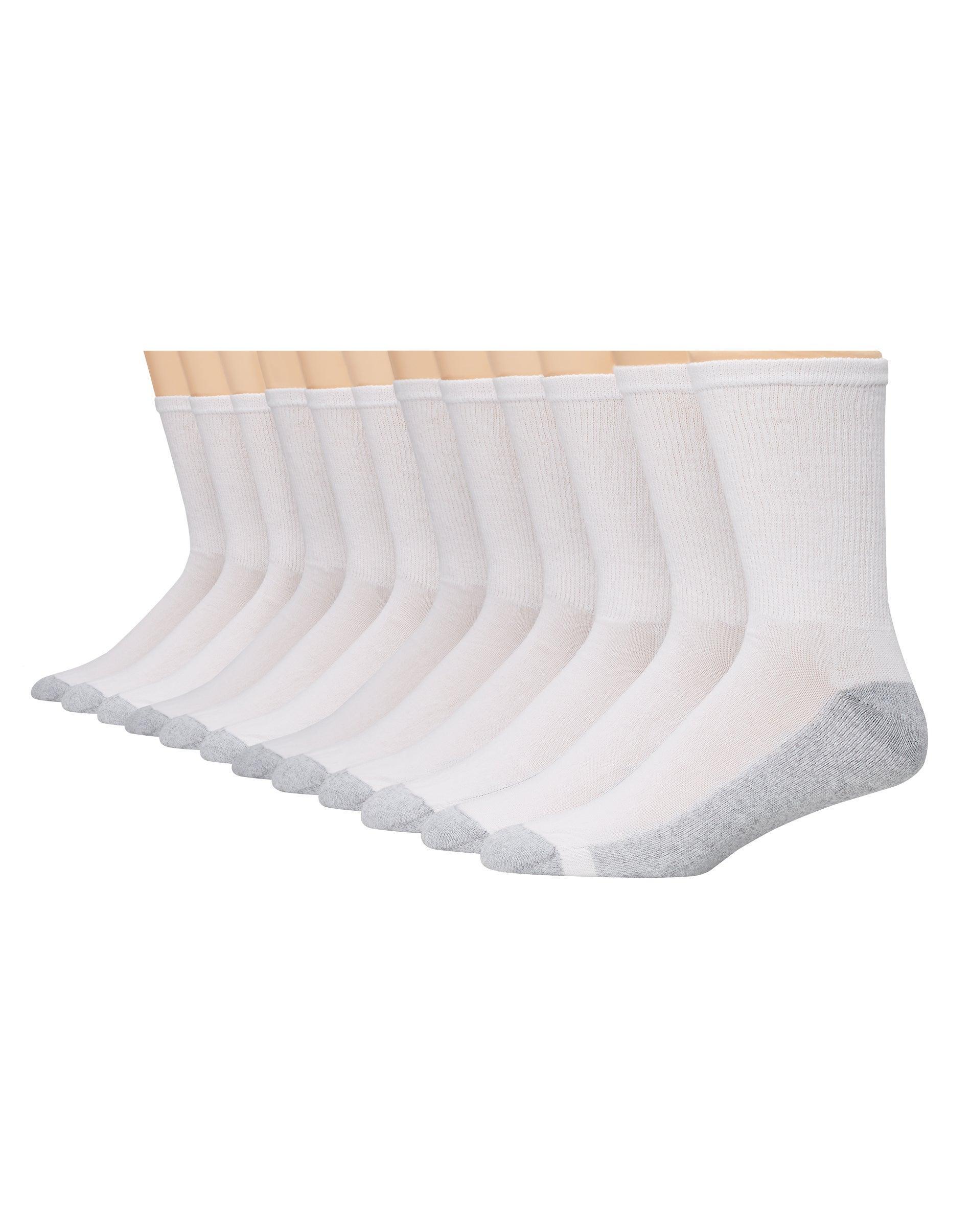 Hanes Double Tough Mens Crew Socks, Shoe Sizes 12-14, 12-Pairs Black Product Image