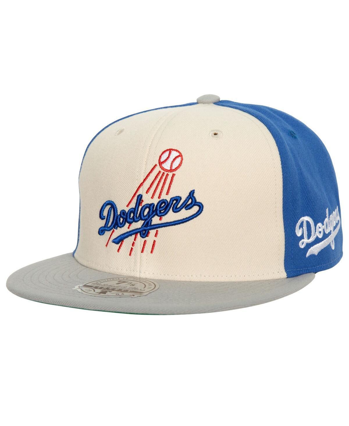 Mens Mitchell & Ness Cream/Gray Los Angeles Dodgers 100th Anniversary Homefield Fitted Hat Product Image