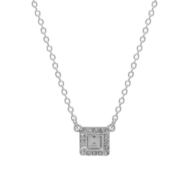 LC Lauren Conrad Silver Tone Crystal Square Pendant Necklace, Womens, Clear Product Image