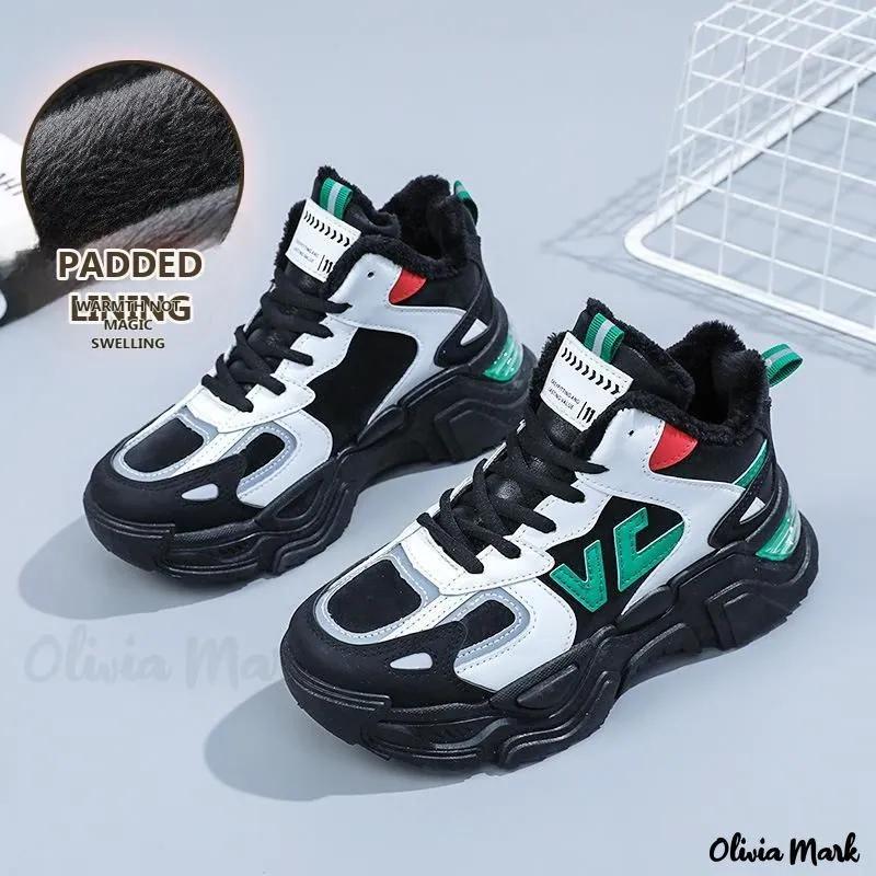 Olivia Mark – Thick-Sole Plush Lined Casual Sport Shoes Product Image