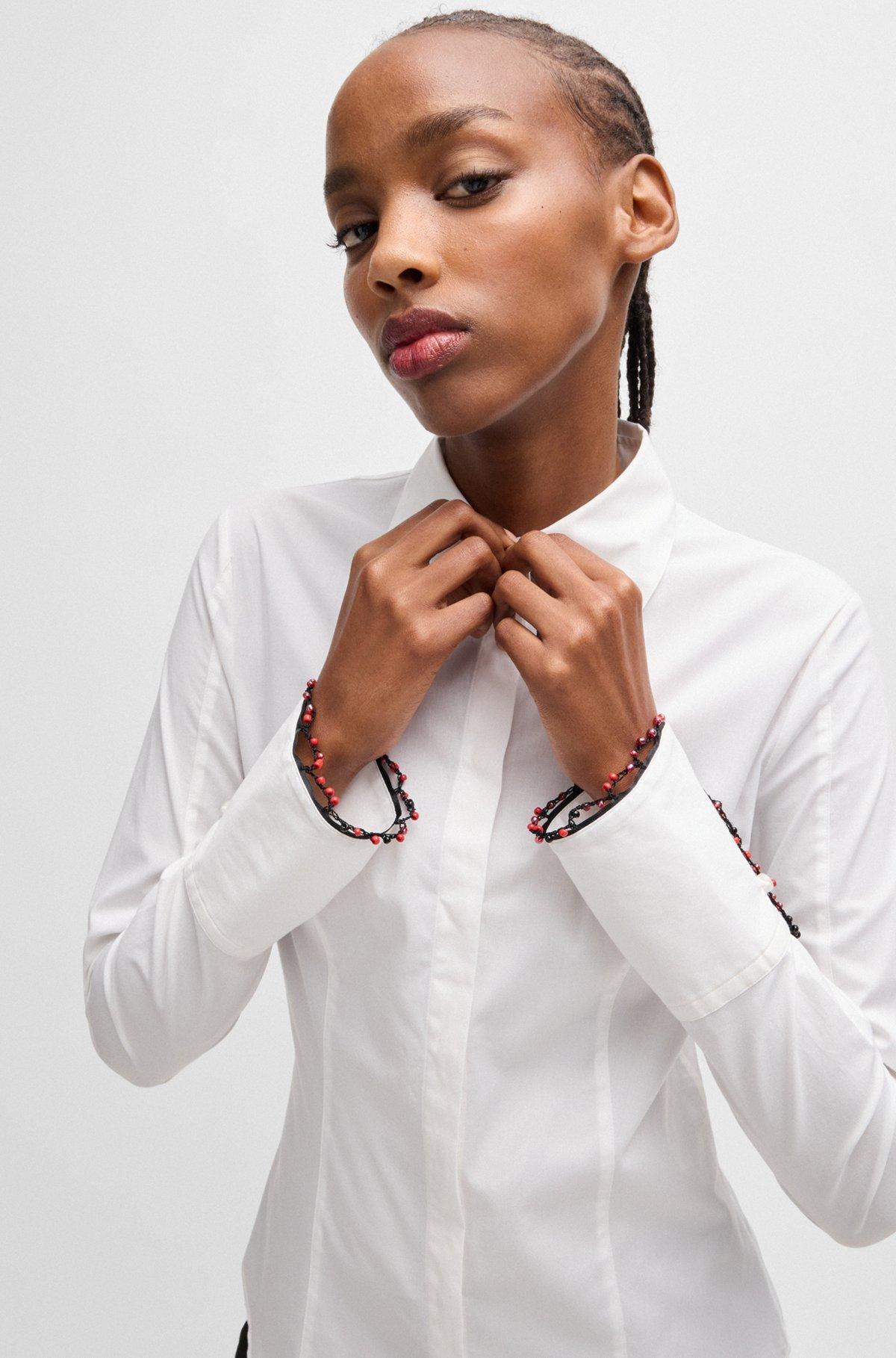 HUGO x Les Benjamins slim-fit blouse with beaded trims Product Image