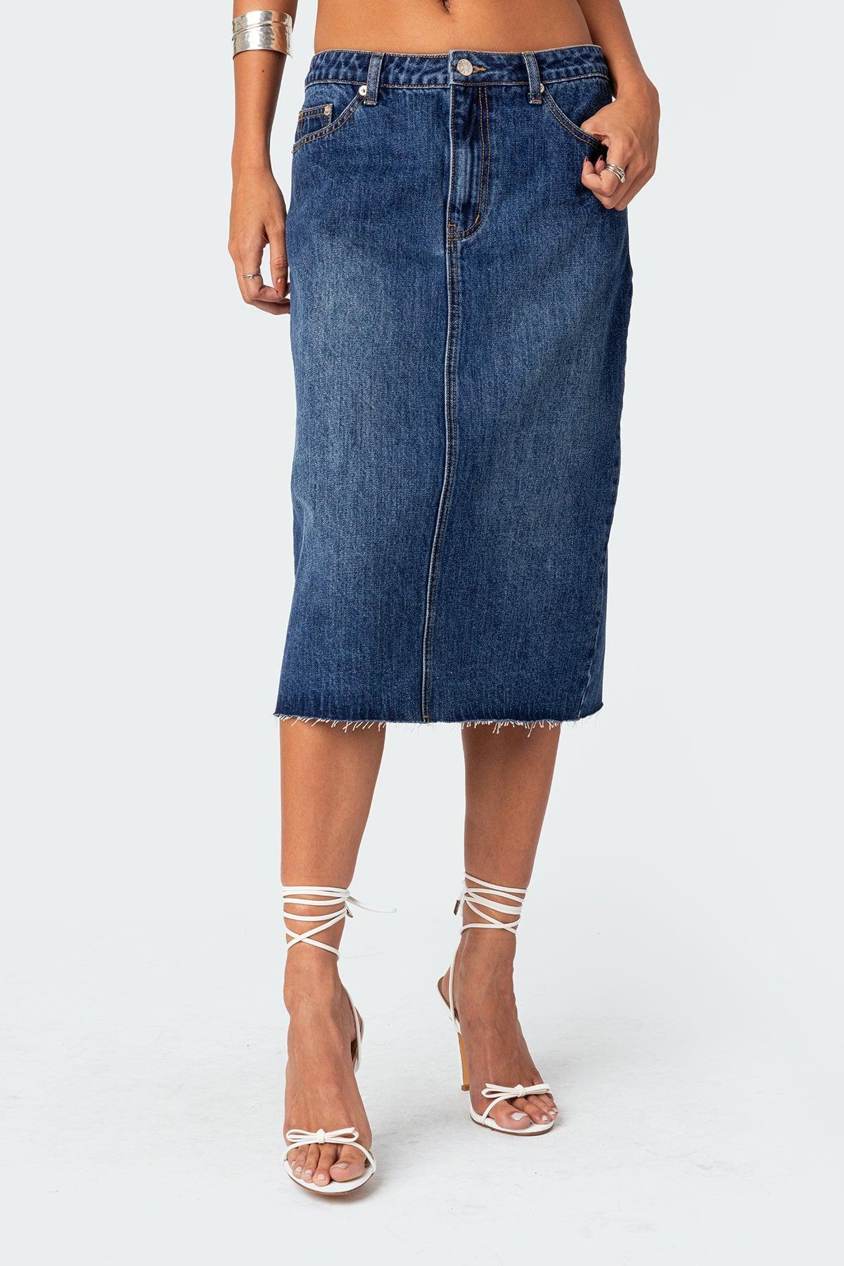 Mirah Denim Midi Skirt Product Image