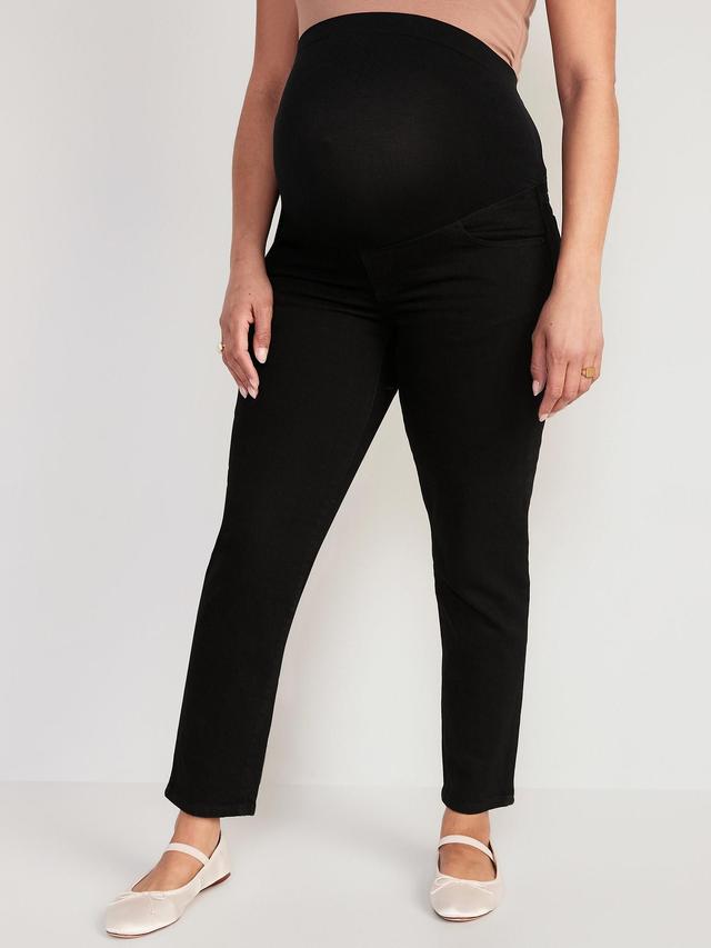 Old Navy Maternity Full Panel O.G. Straight Black-Wash Jeans - Black Jack - female - Size: 20 Product Image