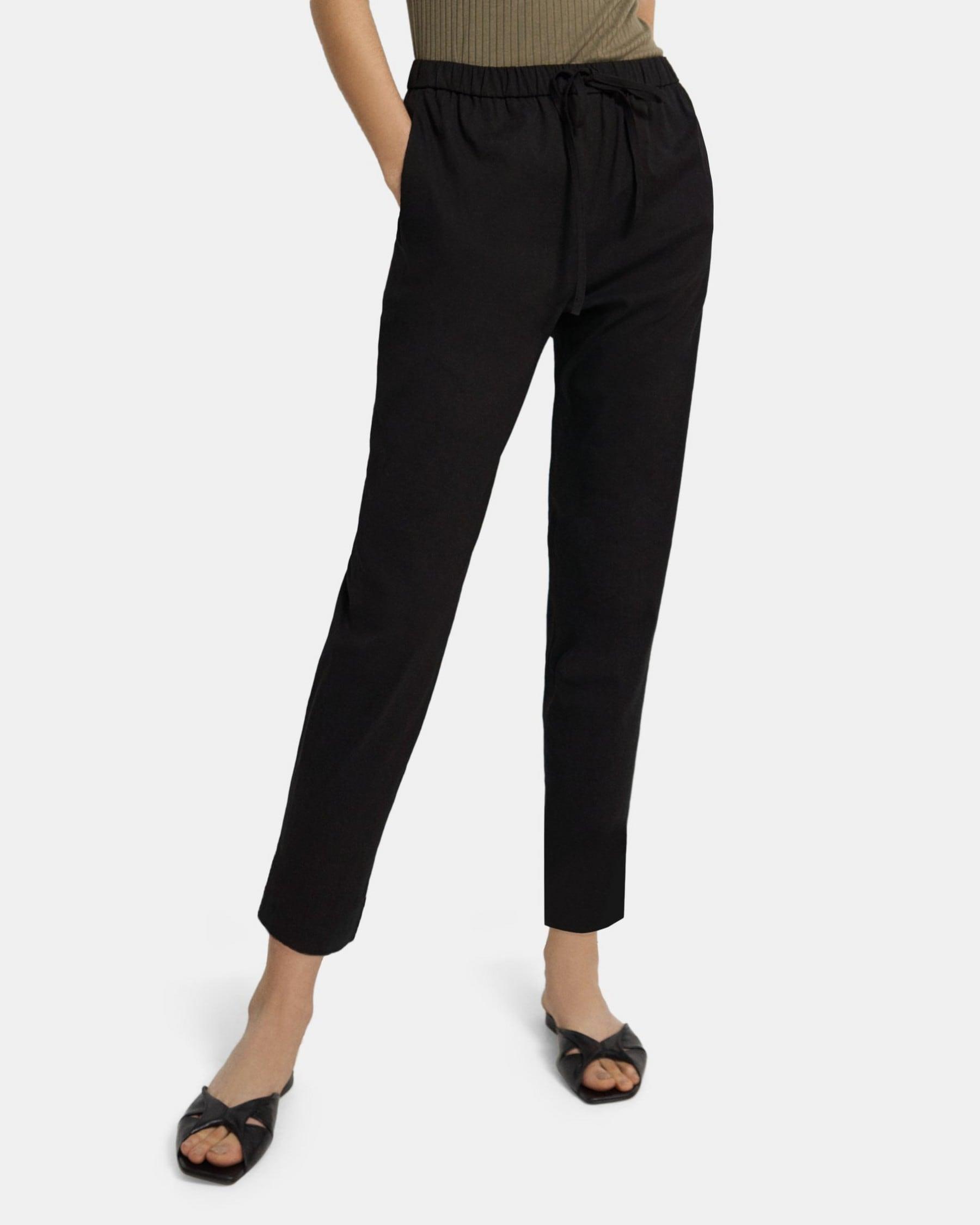 Slim Cropped Jogger in Stretch Linen Product Image