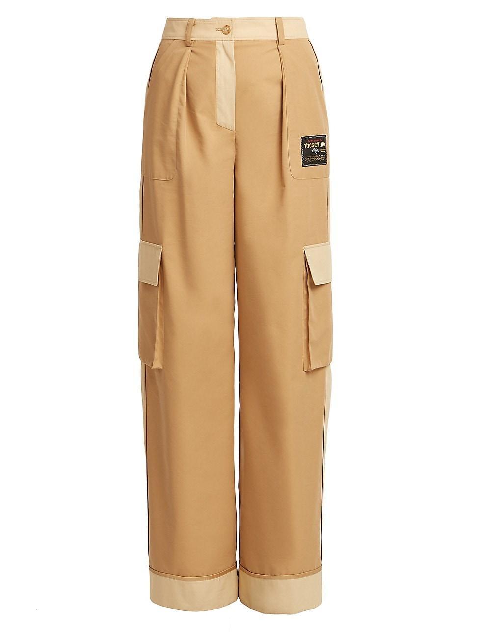 Womens Wide-Leg Colorblock Cargo Pants Product Image