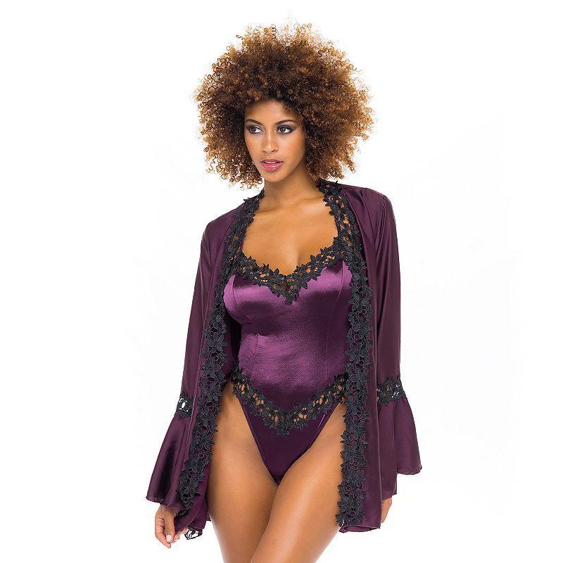 Oh La La Cheri Thea Lace Trim Satin Wrap Product Image