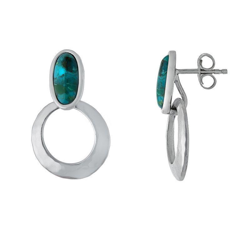 Athra NJ Inc Sterling Silver Simulated Turquoise Open Circle Drop Earrings, Womens, Silver Tone Product Image