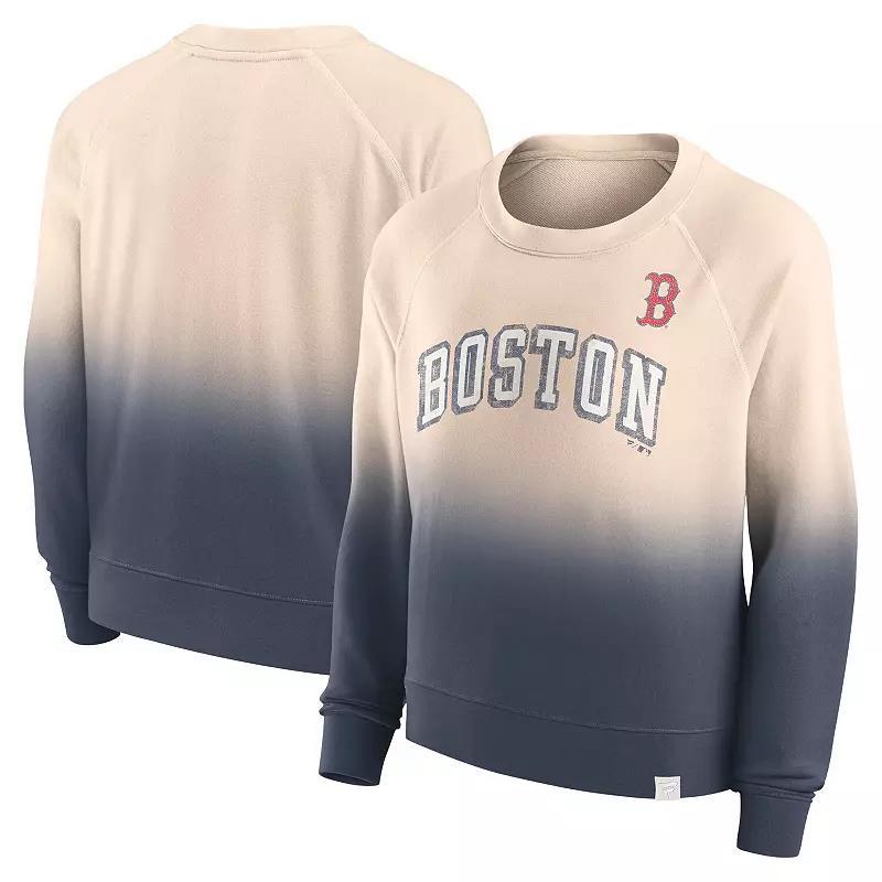 Womens Fanatics Branded Tan/Navy Boston Red Sox Luxe Lounge Arch Raglan Pullover Sweatshirt Product Image