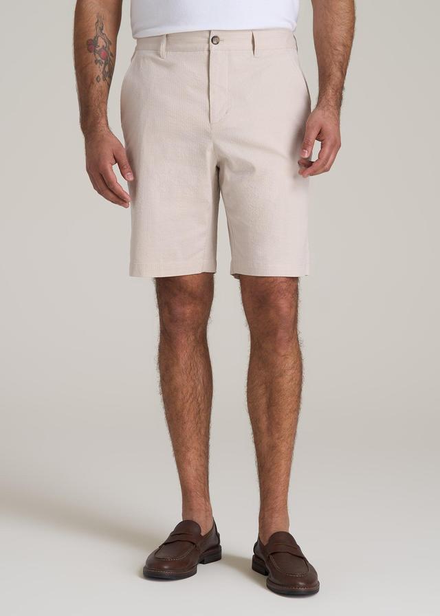 Seersucker Shorts for Tall Men in Soft Beige Male Product Image