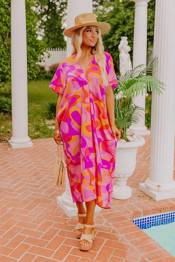 Beachy Days Caftan Midi in Pink Product Image