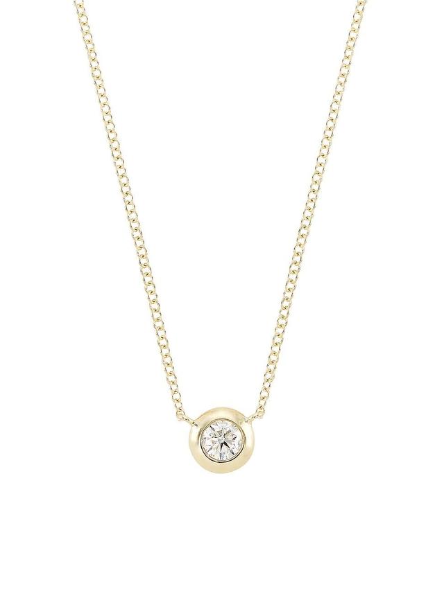 Womens 14K Yellow Gold & 0.20 TCW Diamond Solitaire Pendant Necklace Product Image