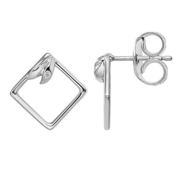 White Ice Sterling Silver Diamond Accent Square Earrings, Womens Product Image