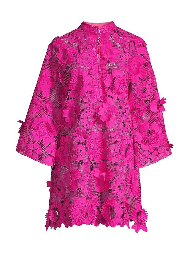 Womens 60s Floral Lace Mini Caftan Product Image