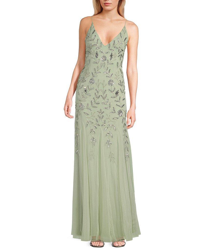 Jump Beaded V-Neck Long Dress Product Image