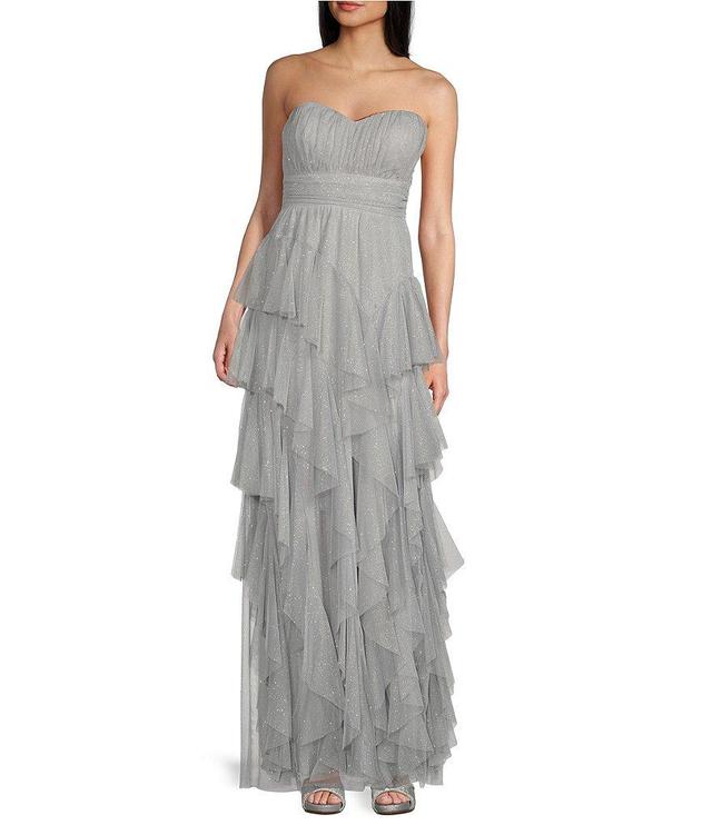 Pear Culture Strapless Tiered Ruffle Long Dress Product Image