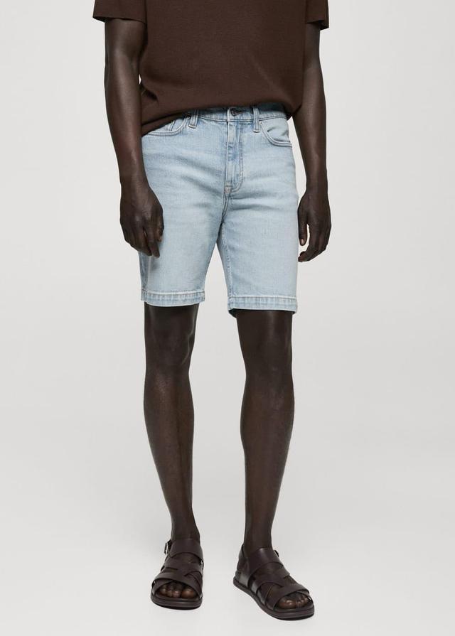 MANGO MAN - Regular-fit denim bermuda shorts medium blueMen Product Image