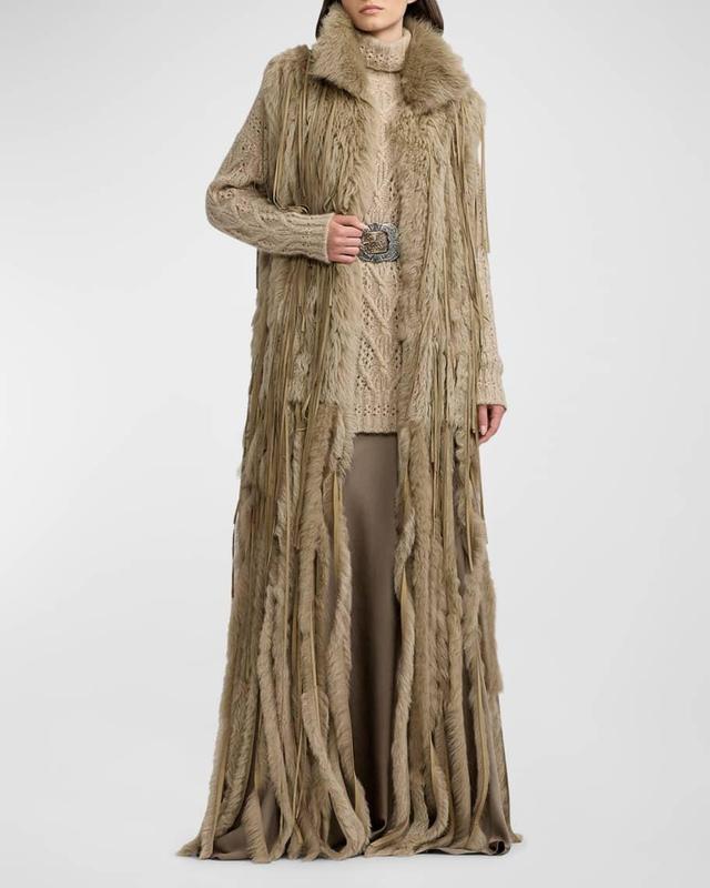 Jaquelin Fringe-Trim Shearling Vest Product Image