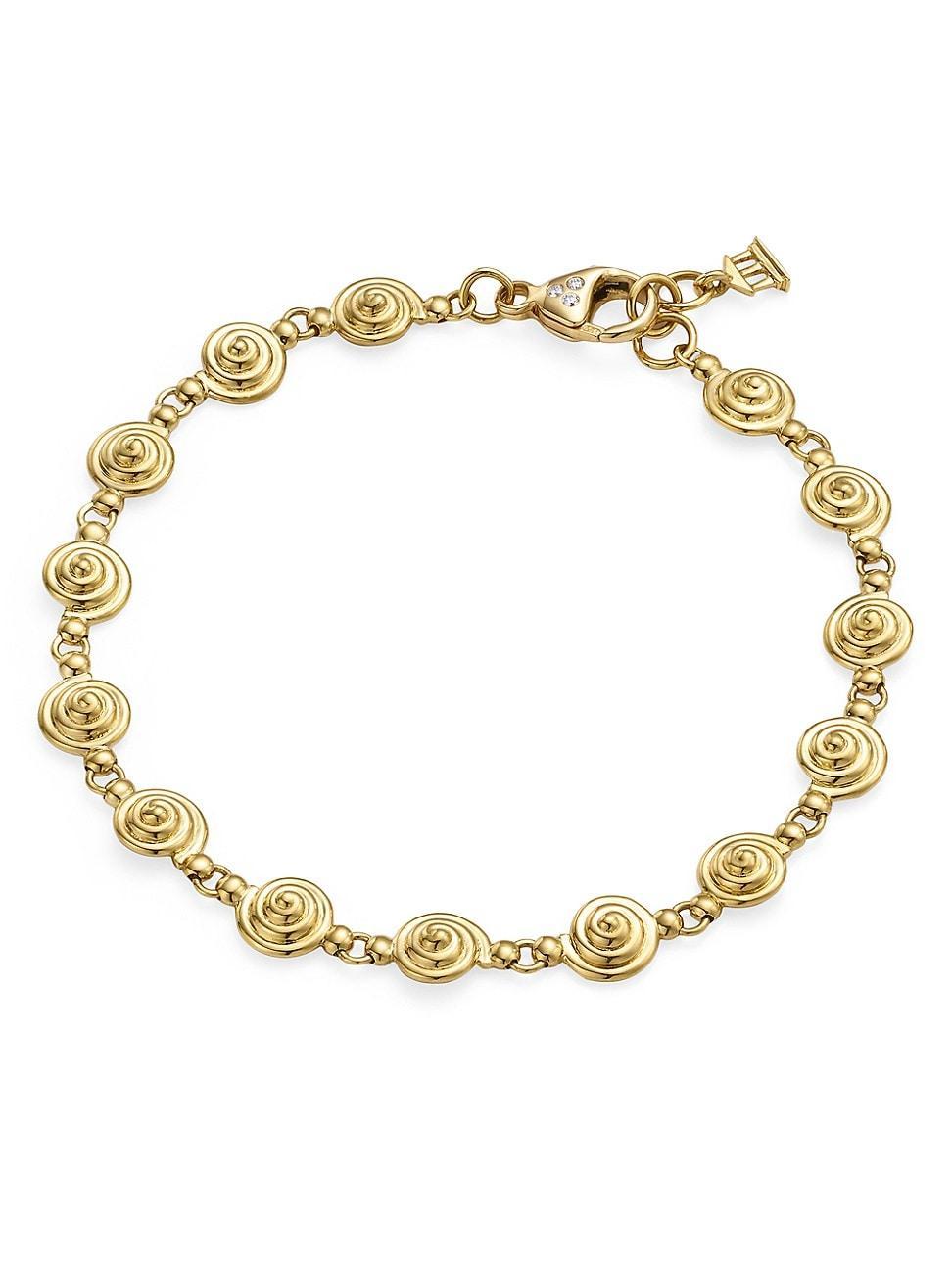 Womens 18K Yellow Gold & Diamond Spiral Bracelet Product Image