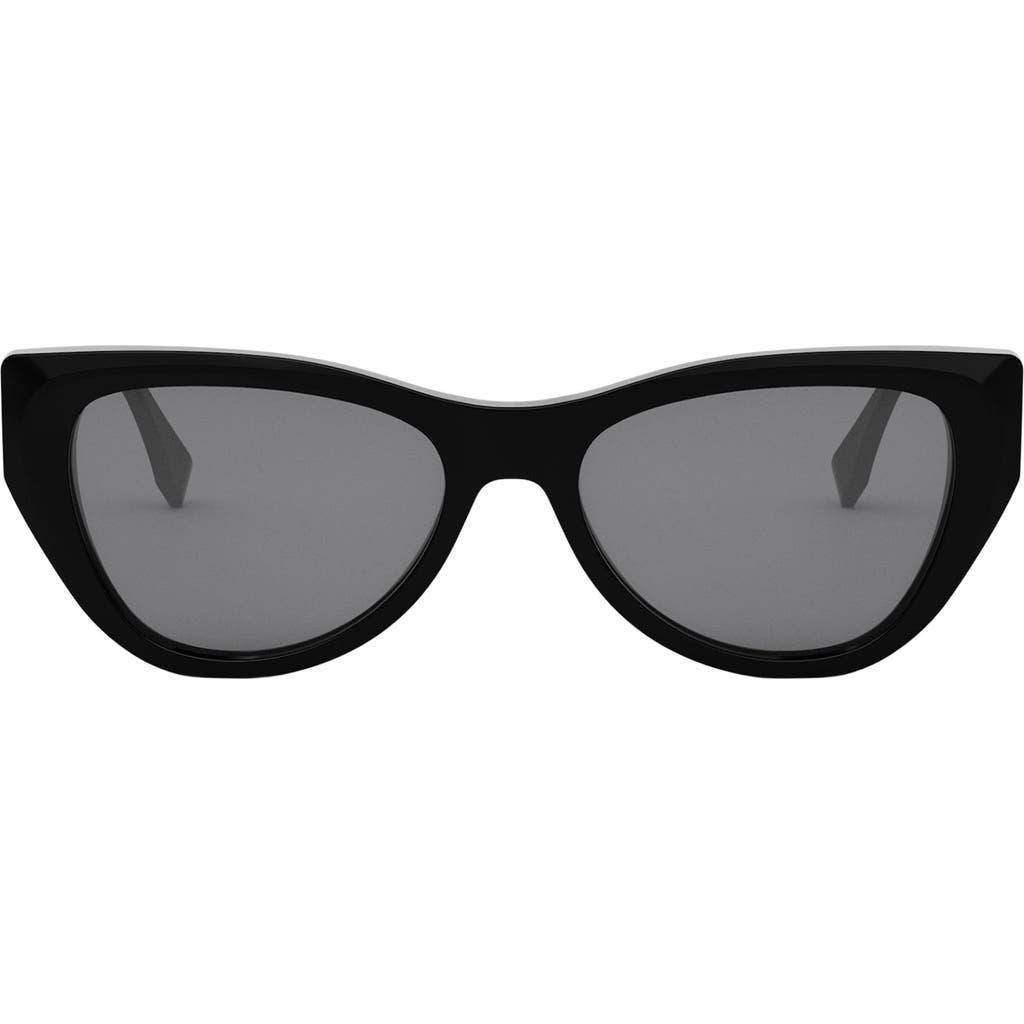 FENDI Ff Diamond Logo Acetate & Nylon Cat-eye Sunglasses In Shiny Black Smoke Product Image