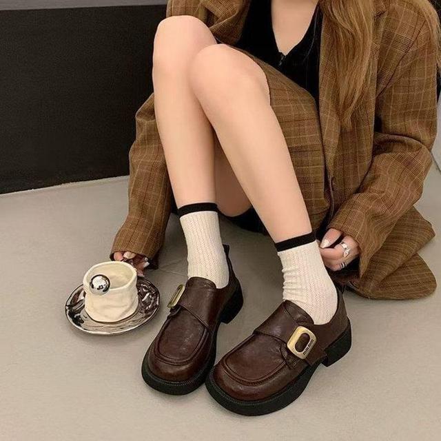 Faux Leather Platform Monk Strap Loafers Product Image