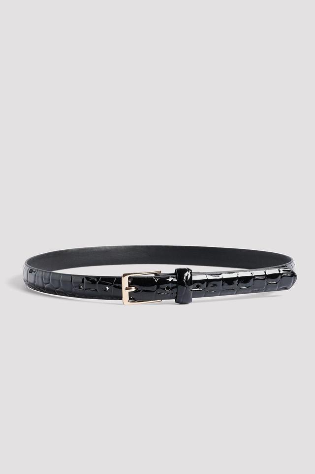 Slim Glossy Croc Belt Product Image