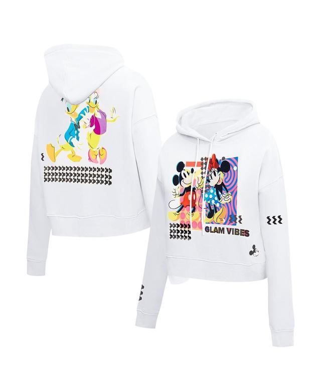 Freeze Max Womens White Mickey Friends Bold Expression Cropped Pullover Hoodie Product Image