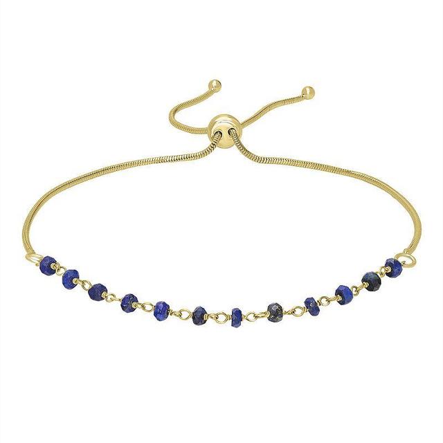 Gemistry 14k Gold over Sterling Silver Gemstone Beaded Adjustable Bracelet, Womens Labradorite Product Image