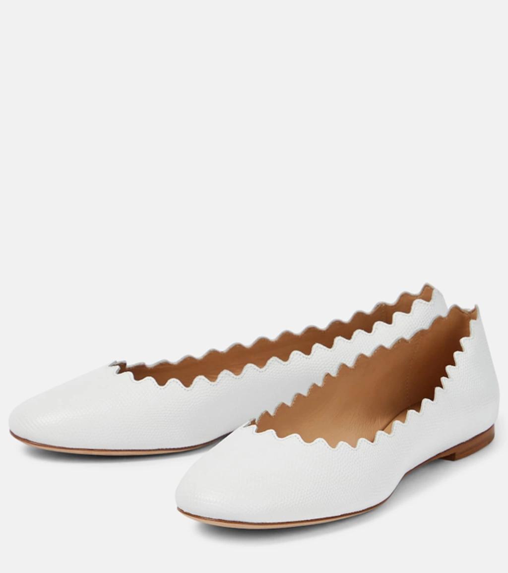 Lauren Leather Ballet Flats In White Product Image