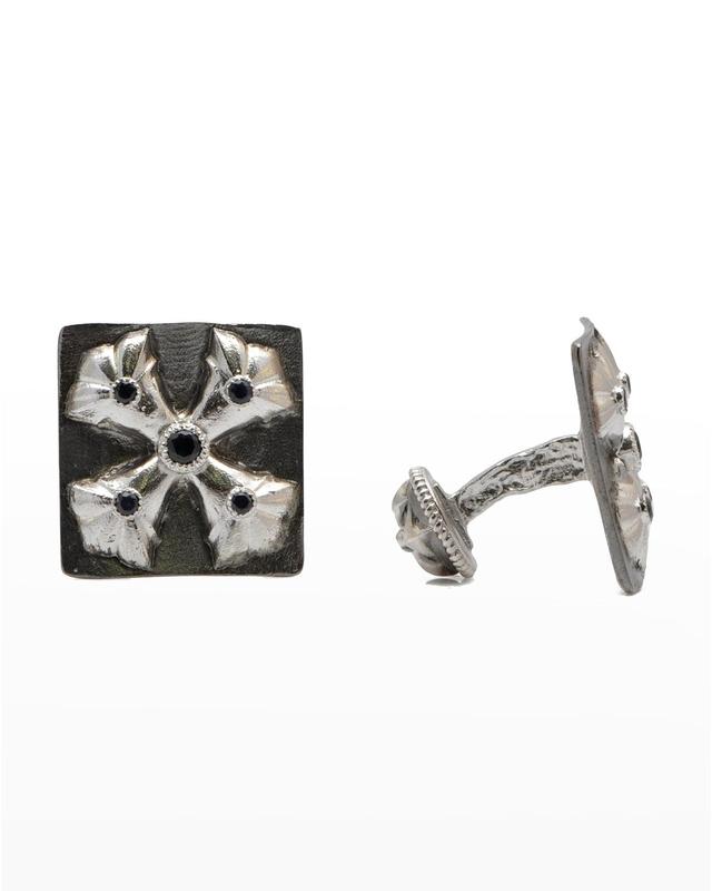 Mens Romero Blackened Square Maletese Cross Cufflinks Product Image