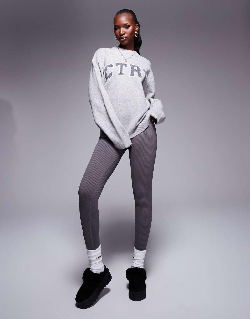 The Couture Club CTRE knit sweater in gray heather  Product Image