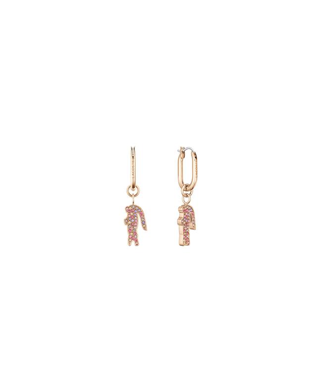 Women's Pink Crystal Croc Pendant Gold Earrings Product Image