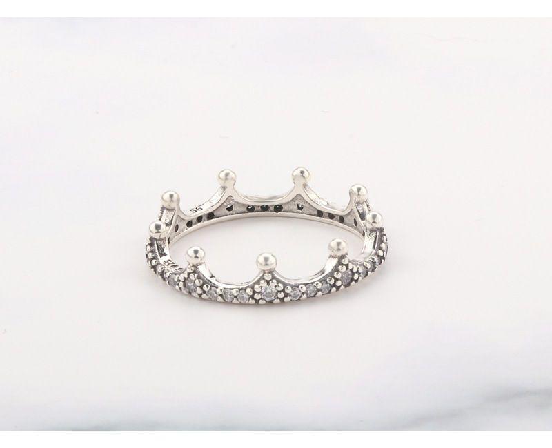 925 Sterling Silver Crown Rhinestone Ring Product Image