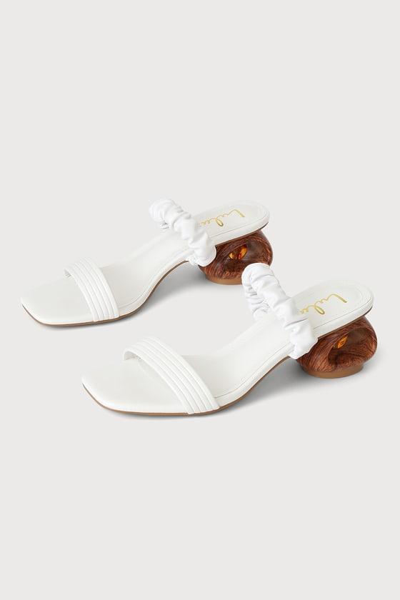 Opalo White Sculpted Heel Slide Sandals Product Image