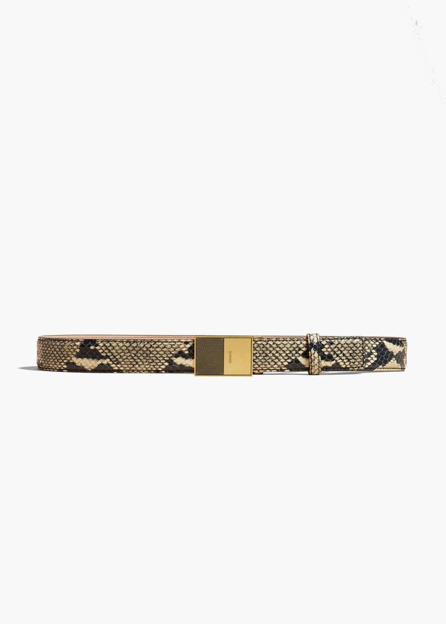 Elio Belt in Natural Python-Embossed Leather with Antique Gold Product Image