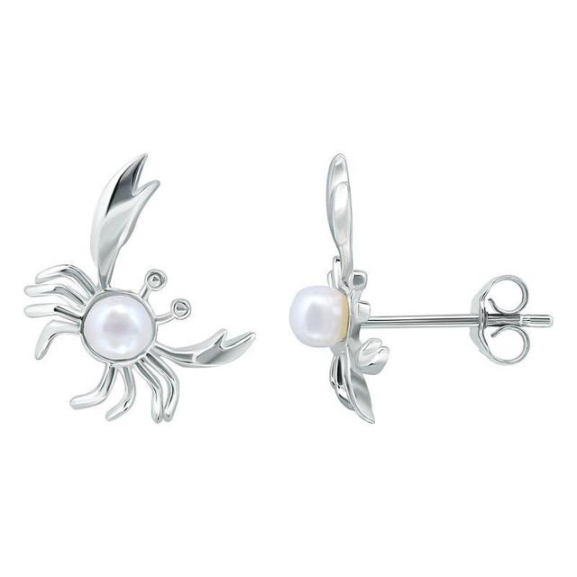 Aleure Precioso Sterling Silver Crab & Freshwater Cultured Pearl Stud Earrings, Womens, Silver Tone Product Image