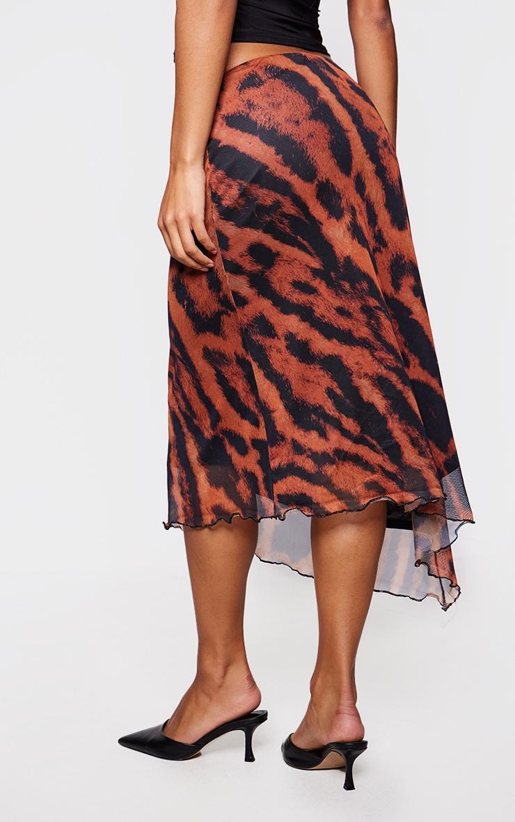 Multi Abstract Mesh Print Midi Skirt Product Image