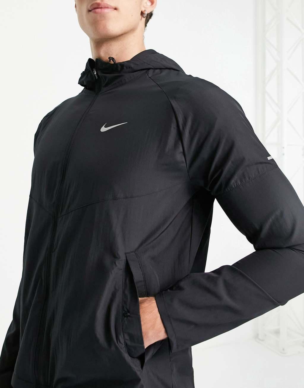 Nike Running Element Dri-FIT zip jacket in black Product Image