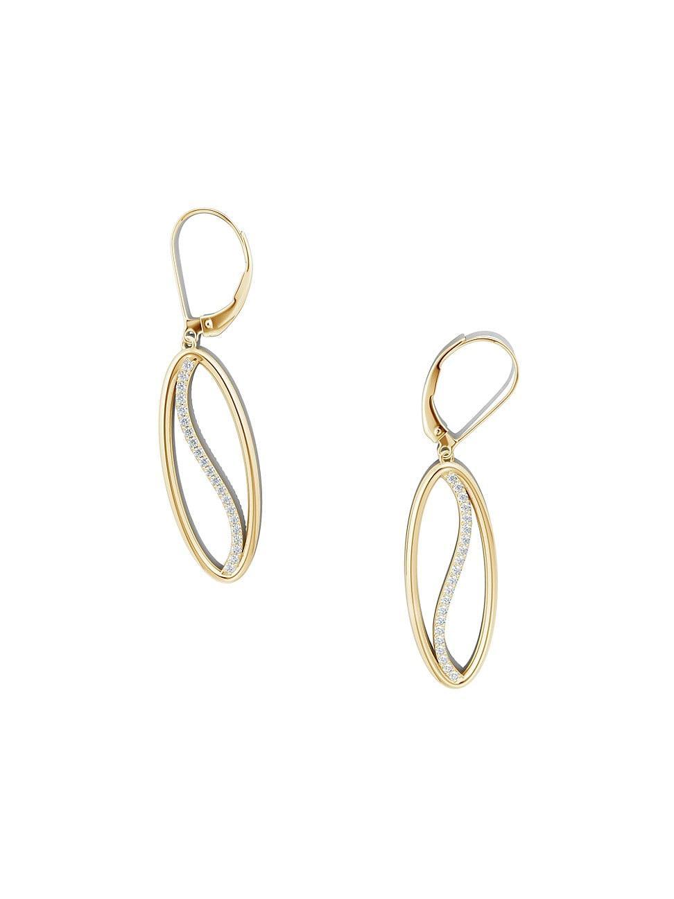 Womens Shangri-La 14K Yellow Gold & Diamond Small Oval Yin-Yang Drop Earrings Product Image