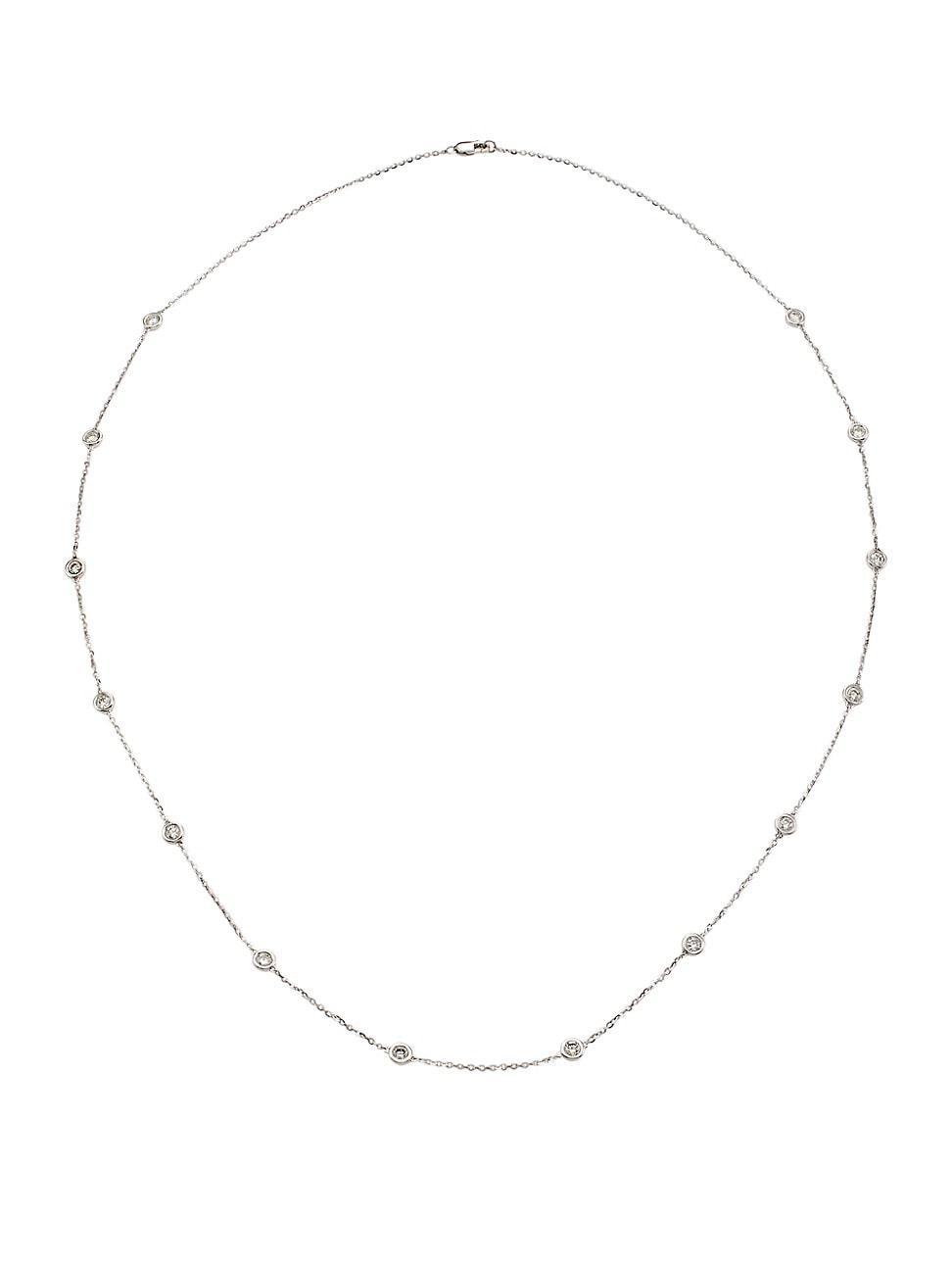 Womens 14K White Gold & 1.40 TCW Diamond Long Station Necklace Product Image