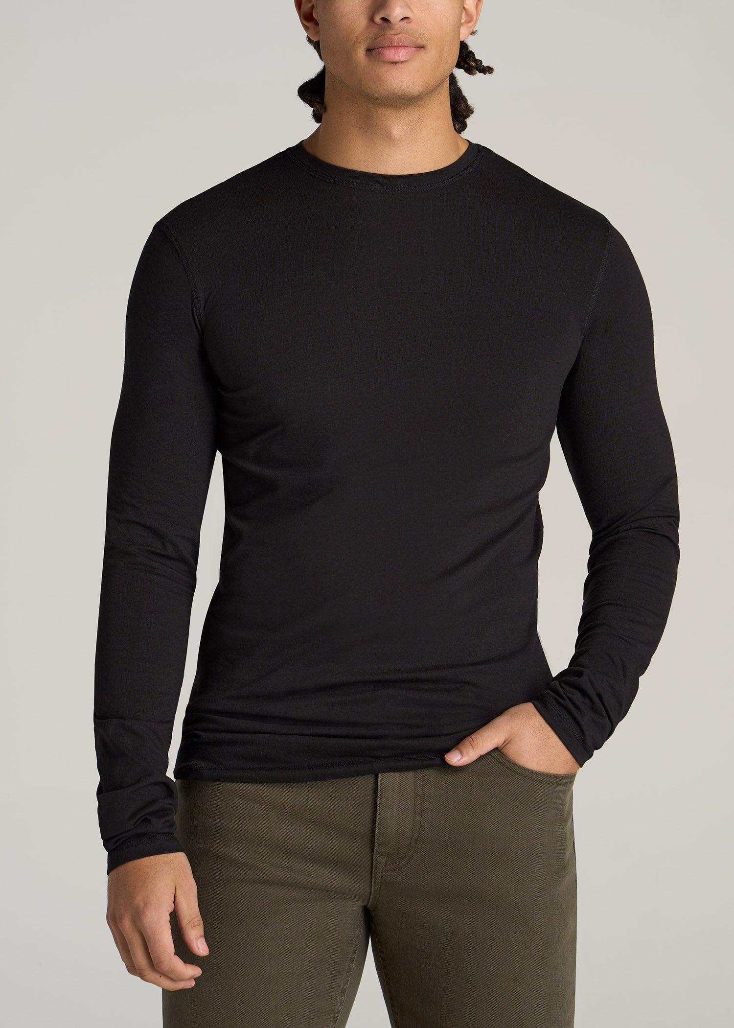 The Essential SLIM-FIT Long Sleeve Tee for Tall Men in Black Male Product Image