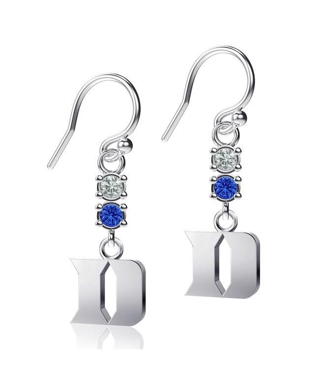 Womens Dayna Designs Duke Blue Devils Silver-Tone Dangle Crystal Earrings Product Image