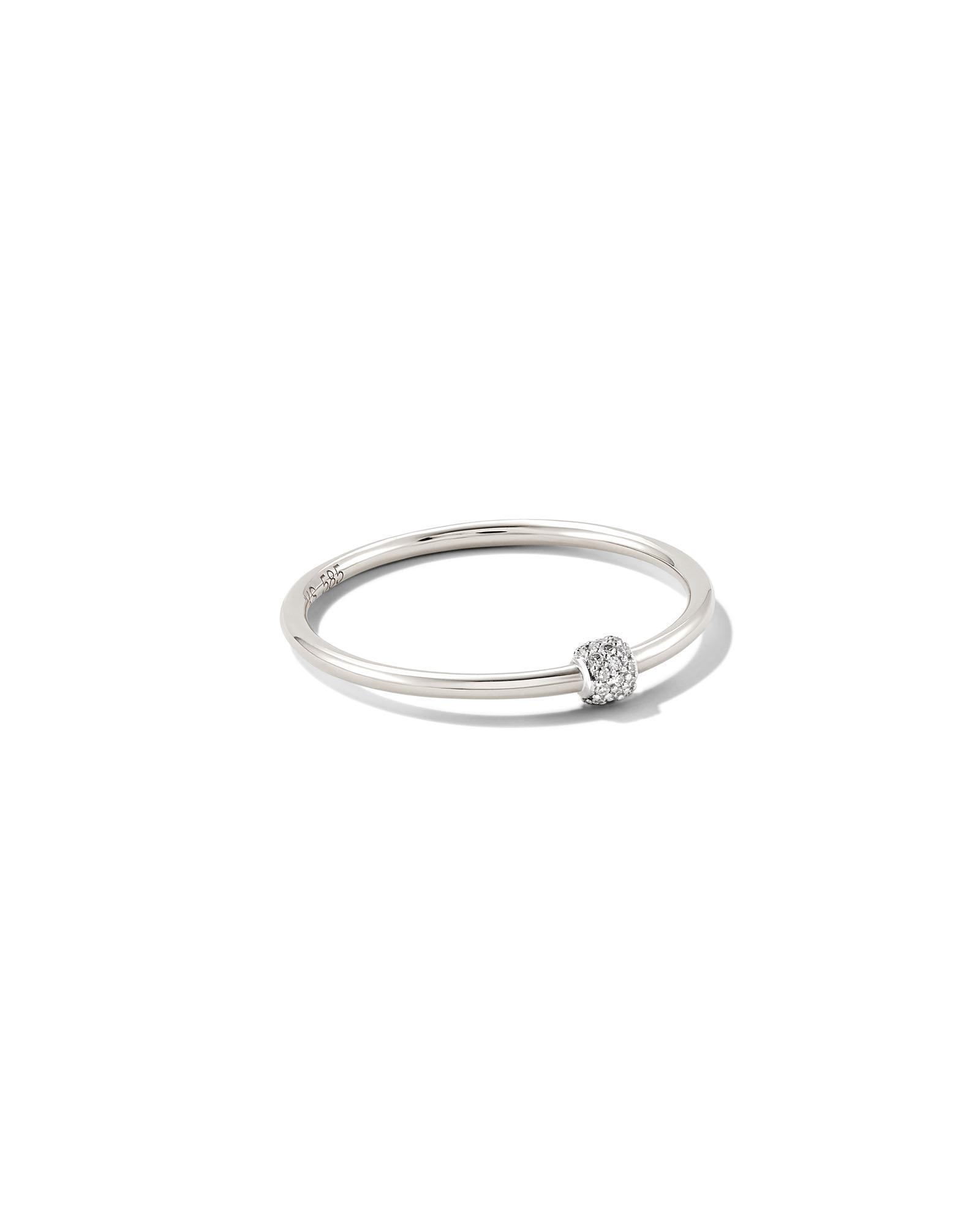 Stella 14k White Gold Band Ring in White Diamond Product Image