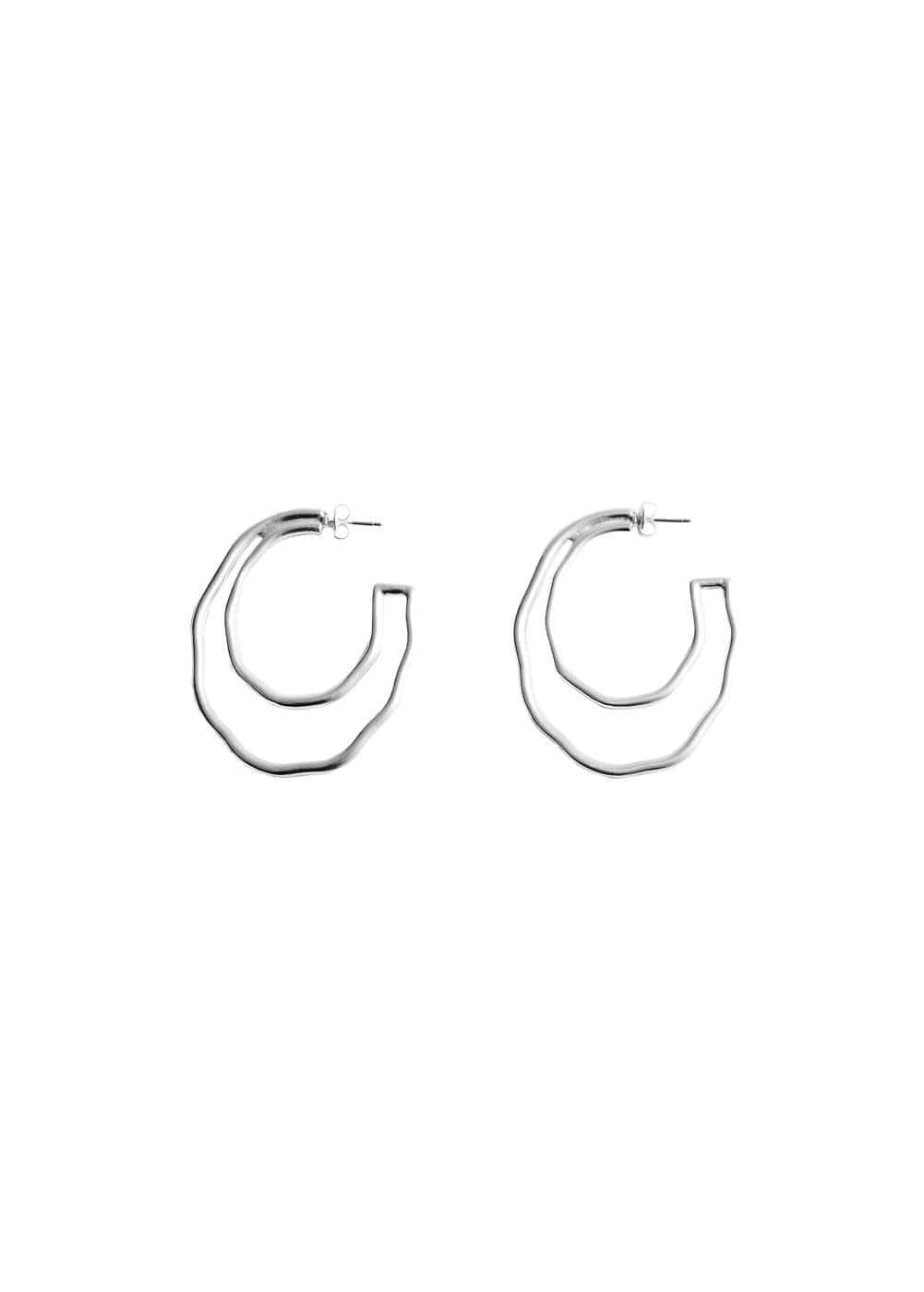 MANGO - Irregular double hoop earrings - One size - Women Product Image