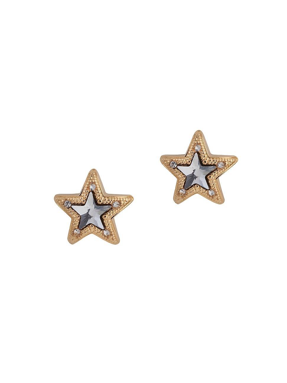 Womens Goldtone & Crystal Star Stud Earrings Product Image