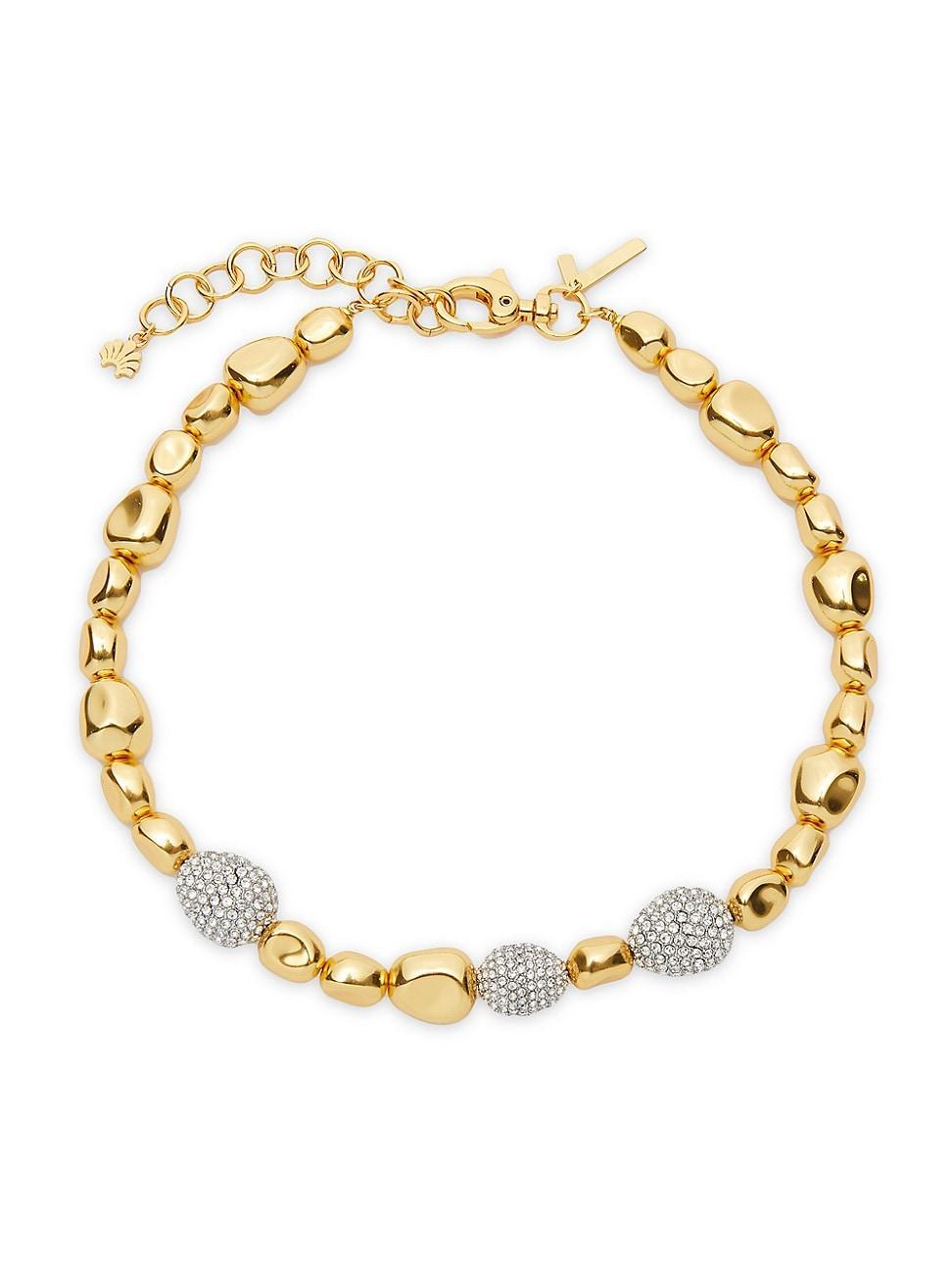 Womens Pebble 14K-Gold-Plated & Crystal Necklace Product Image