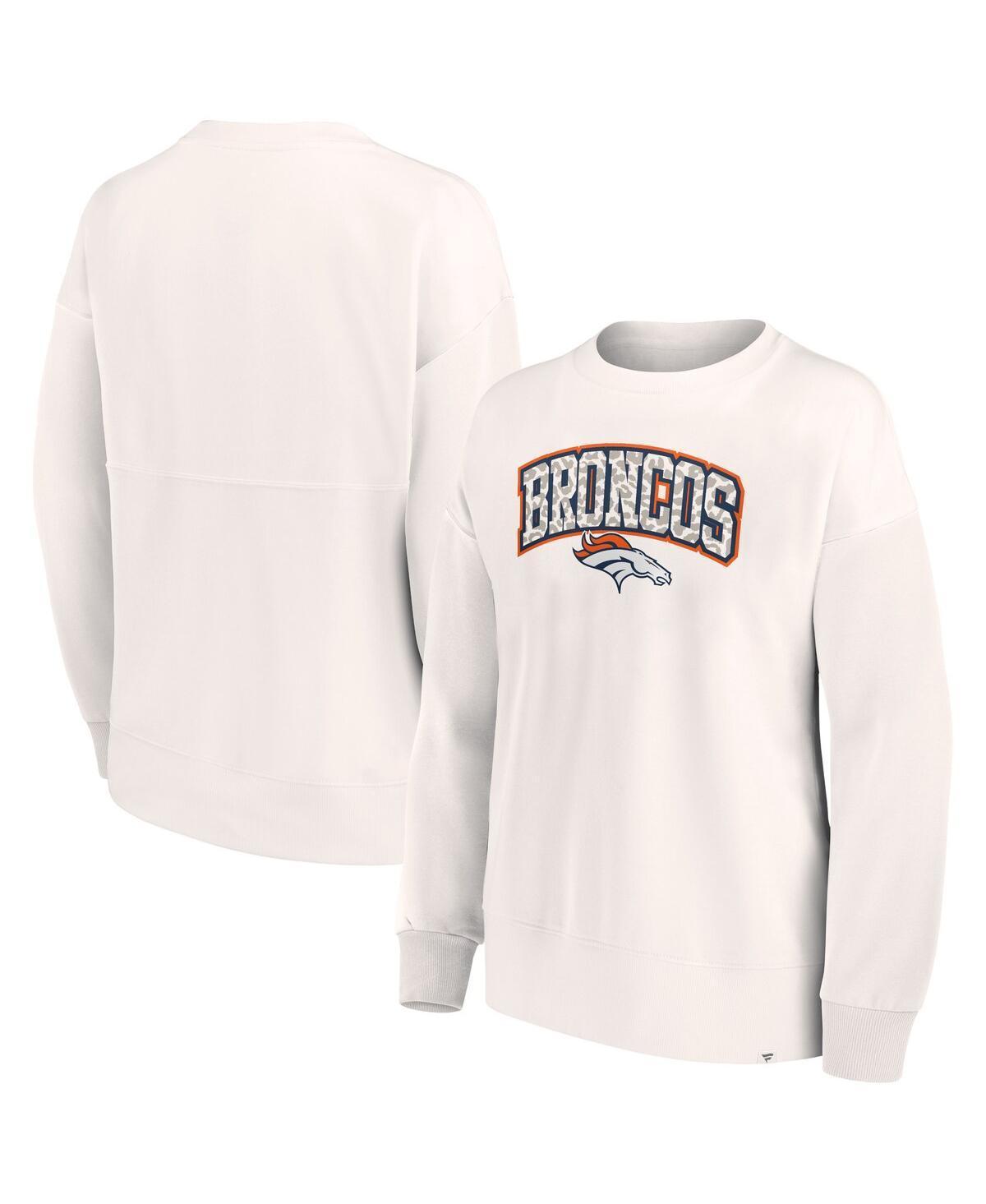 Womens Fanatics White Denver Broncos Leopard Team Pullover Sweatshirt product image