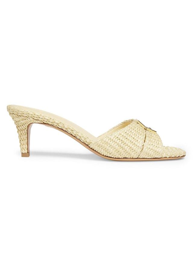 Womens Fendi Fold 55MM Raffia Mule Sandals Product Image