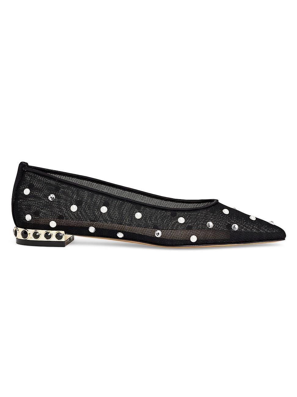 Womens Aurum Crystal-Embellished Silk Mesh Ballet Flats Product Image